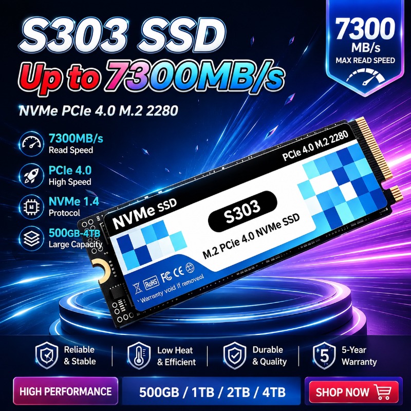M.2 Nvme 4Tb Pcie 4.0 Ssd - SSD interne S303 M.2 NVMe, 500