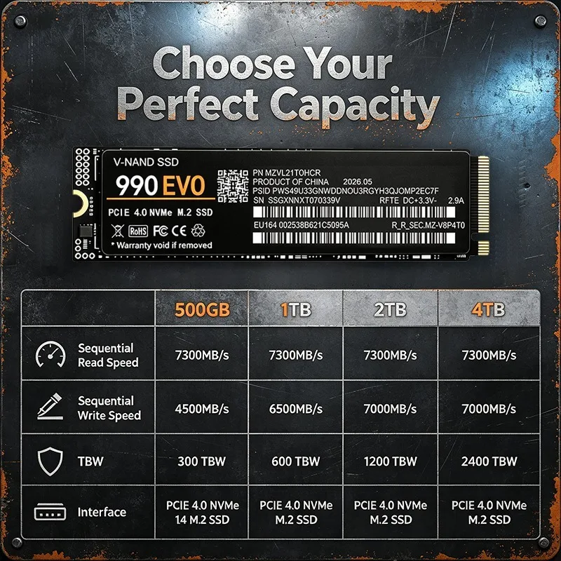 SSD NVMe M.2 pour jeux 990 EVO - M.2 Nvme 4Tb Pcie 4.0 Ssd avis et prix